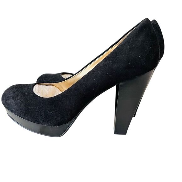 NWOT Chinese Laundry Black Suede Keep Up Platform Chunky Heel Pumps size 7.5. - Picture 4 of 8